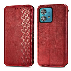 Custodia Portafoglio In Pelle Cover con Supporto S01D per Motorola Moto Edge 40 Neo 5G Rosso