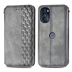 Custodia Portafoglio In Pelle Cover con Supporto S01D per Motorola Moto G 5G (2022) Grigio