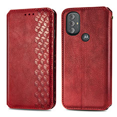 Custodia Portafoglio In Pelle Cover con Supporto S01D per Motorola Moto G Play Gen 2 Rosso