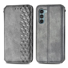 Custodia Portafoglio In Pelle Cover con Supporto S01D per Motorola Moto G200 5G Grigio