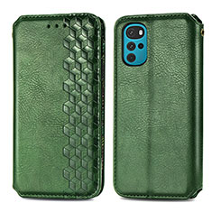 Custodia Portafoglio In Pelle Cover con Supporto S01D per Motorola Moto G22 Verde