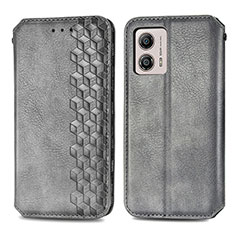 Custodia Portafoglio In Pelle Cover con Supporto S01D per Motorola Moto G53 5G Grigio