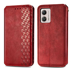 Custodia Portafoglio In Pelle Cover con Supporto S01D per Motorola Moto G53 5G Rosso