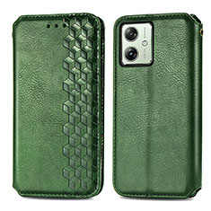 Custodia Portafoglio In Pelle Cover con Supporto S01D per Motorola Moto G54 5G Verde