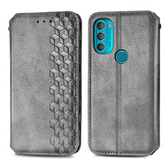 Custodia Portafoglio In Pelle Cover con Supporto S01D per Motorola Moto G71 5G Grigio