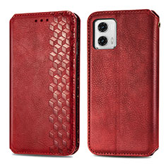 Custodia Portafoglio In Pelle Cover con Supporto S01D per Motorola Moto G73 5G Rosso