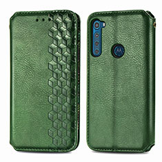 Custodia Portafoglio In Pelle Cover con Supporto S01D per Motorola Moto One Fusion Plus Verde