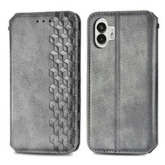 Custodia Portafoglio In Pelle Cover con Supporto S01D per Nothing Phone 2 Grigio