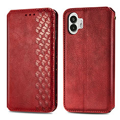 Custodia Portafoglio In Pelle Cover con Supporto S01D per Nothing Phone 2 Rosso