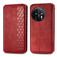 Custodia Portafoglio In Pelle Cover con Supporto S01D per OnePlus 11 5G Rosso