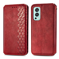 Custodia Portafoglio In Pelle Cover con Supporto S01D per OnePlus Nord 2 5G Rosso