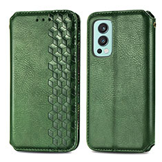 Custodia Portafoglio In Pelle Cover con Supporto S01D per OnePlus Nord 2 5G Verde