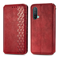 Custodia Portafoglio In Pelle Cover con Supporto S01D per OnePlus Nord CE 5G Rosso