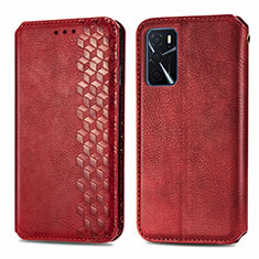 Custodia Portafoglio In Pelle Cover con Supporto S01D per Oppo A16s Rosso