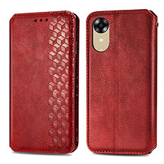 Custodia Portafoglio In Pelle Cover con Supporto S01D per Oppo A17K Rosso