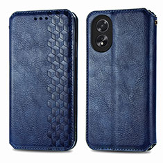 Custodia Portafoglio In Pelle Cover con Supporto S01D per Oppo A18 Blu