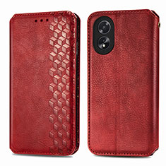 Custodia Portafoglio In Pelle Cover con Supporto S01D per Oppo A18 Rosso