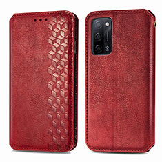 Custodia Portafoglio In Pelle Cover con Supporto S01D per Oppo A55 5G Rosso