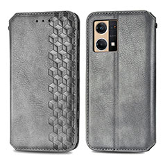 Custodia Portafoglio In Pelle Cover con Supporto S01D per Oppo F21 Pro 4G Grigio