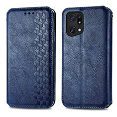 Custodia Portafoglio In Pelle Cover con Supporto S01D per Oppo Find X5 5G Blu