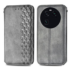 Custodia Portafoglio In Pelle Cover con Supporto S01D per Oppo Find X6 5G Grigio