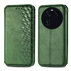 Custodia Portafoglio In Pelle Cover con Supporto S01D per Oppo Find X6 5G Verde