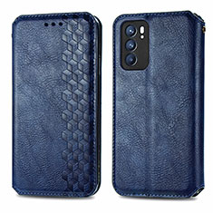 Custodia Portafoglio In Pelle Cover con Supporto S01D per Oppo Reno6 5G Blu