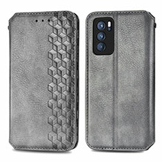 Custodia Portafoglio In Pelle Cover con Supporto S01D per Oppo Reno6 Pro 5G India Grigio