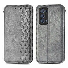 Custodia Portafoglio In Pelle Cover con Supporto S01D per Oppo Reno6 Pro+ Plus 5G Grigio