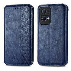 Custodia Portafoglio In Pelle Cover con Supporto S01D per Oppo Reno7 Pro 5G Blu