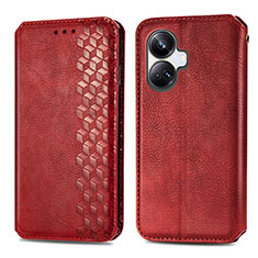 Custodia Portafoglio In Pelle Cover con Supporto S01D per Realme 10 Pro+ Plus 5G Rosso