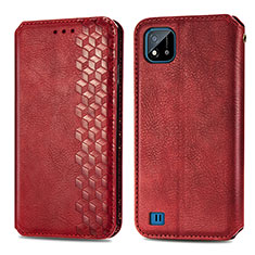 Custodia Portafoglio In Pelle Cover con Supporto S01D per Realme C11 (2021) Rosso