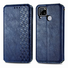 Custodia Portafoglio In Pelle Cover con Supporto S01D per Realme C12 Blu