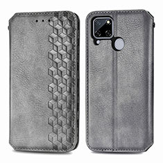 Custodia Portafoglio In Pelle Cover con Supporto S01D per Realme C12 Grigio