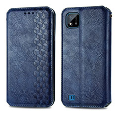 Custodia Portafoglio In Pelle Cover con Supporto S01D per Realme C20 Blu