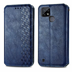 Custodia Portafoglio In Pelle Cover con Supporto S01D per Realme C25Y Blu