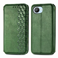 Custodia Portafoglio In Pelle Cover con Supporto S01D per Realme C30 Verde