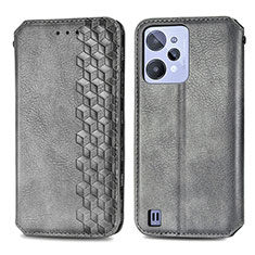 Custodia Portafoglio In Pelle Cover con Supporto S01D per Realme C31 Grigio