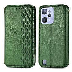 Custodia Portafoglio In Pelle Cover con Supporto S01D per Realme C31 Verde