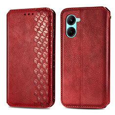 Custodia Portafoglio In Pelle Cover con Supporto S01D per Realme C33 (2023) Rosso