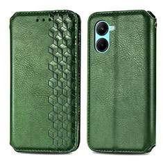 Custodia Portafoglio In Pelle Cover con Supporto S01D per Realme C33 (2023) Verde