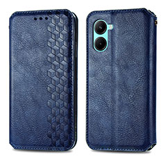 Custodia Portafoglio In Pelle Cover con Supporto S01D per Realme C33 Blu