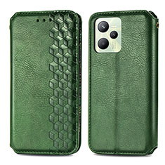 Custodia Portafoglio In Pelle Cover con Supporto S01D per Realme C35 Verde