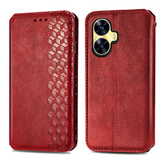 Custodia Portafoglio In Pelle Cover con Supporto S01D per Realme C55 Rosso