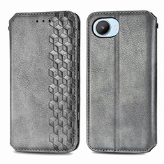 Custodia Portafoglio In Pelle Cover con Supporto S01D per Realme Narzo 50i Prime Grigio