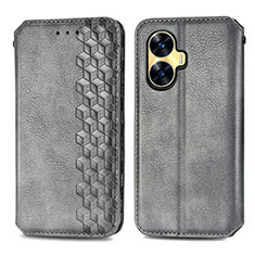 Custodia Portafoglio In Pelle Cover con Supporto S01D per Realme Narzo N55 Grigio