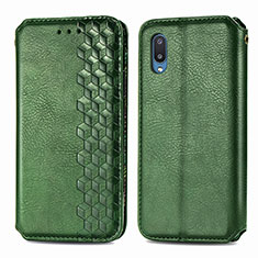 Custodia Portafoglio In Pelle Cover con Supporto S01D per Samsung Galaxy A02 Verde