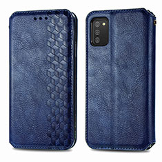 Custodia Portafoglio In Pelle Cover con Supporto S01D per Samsung Galaxy A02s Blu