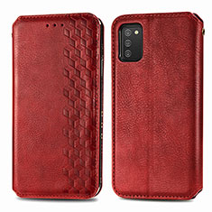 Custodia Portafoglio In Pelle Cover con Supporto S01D per Samsung Galaxy A02s Rosso