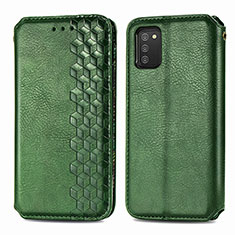 Custodia Portafoglio In Pelle Cover con Supporto S01D per Samsung Galaxy A02s Verde